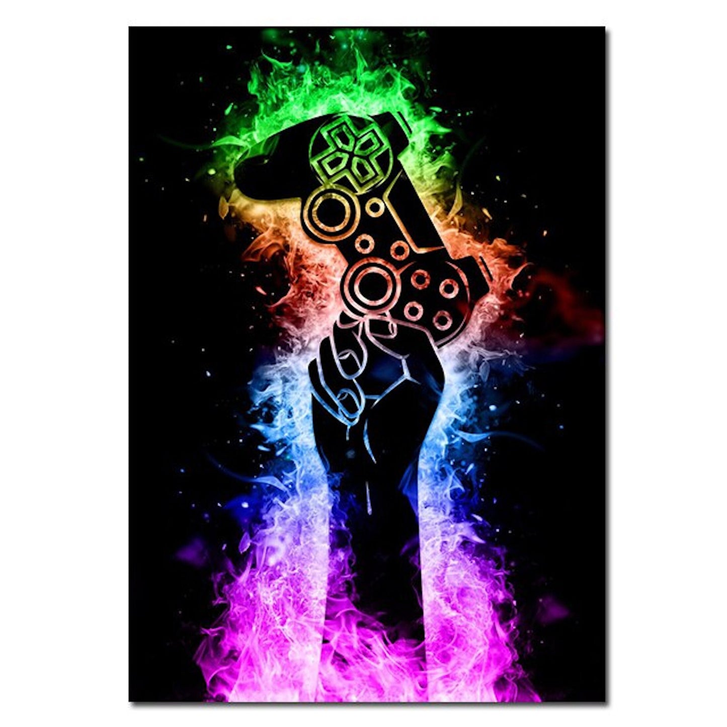 Poster Gamer PC &amp; Playstation in neon colors and cool sayings for gamers as a decorative print without a frame