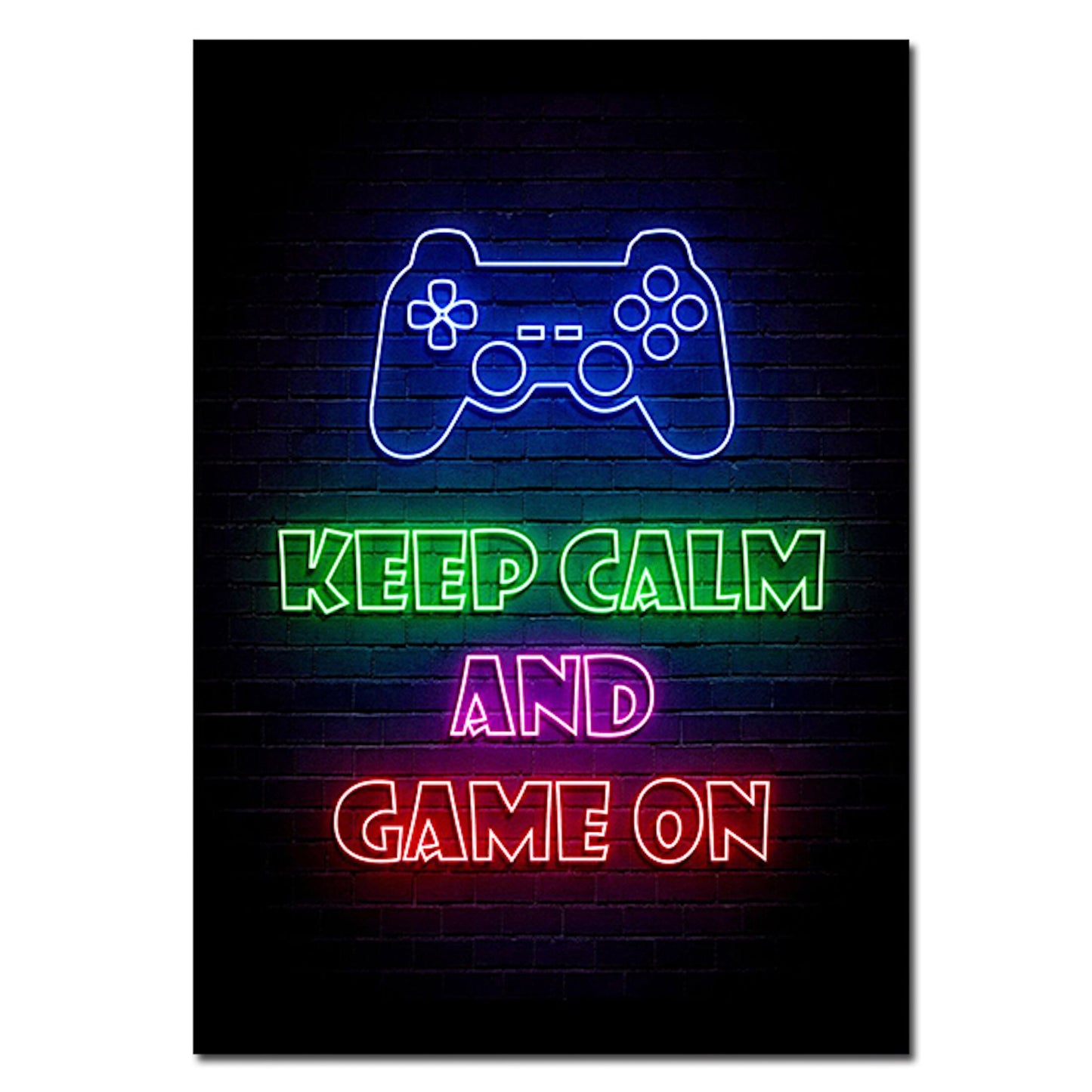 Poster Gamer PC &amp; Playstation in neon colors and cool sayings for gamers as a decorative print without a frame