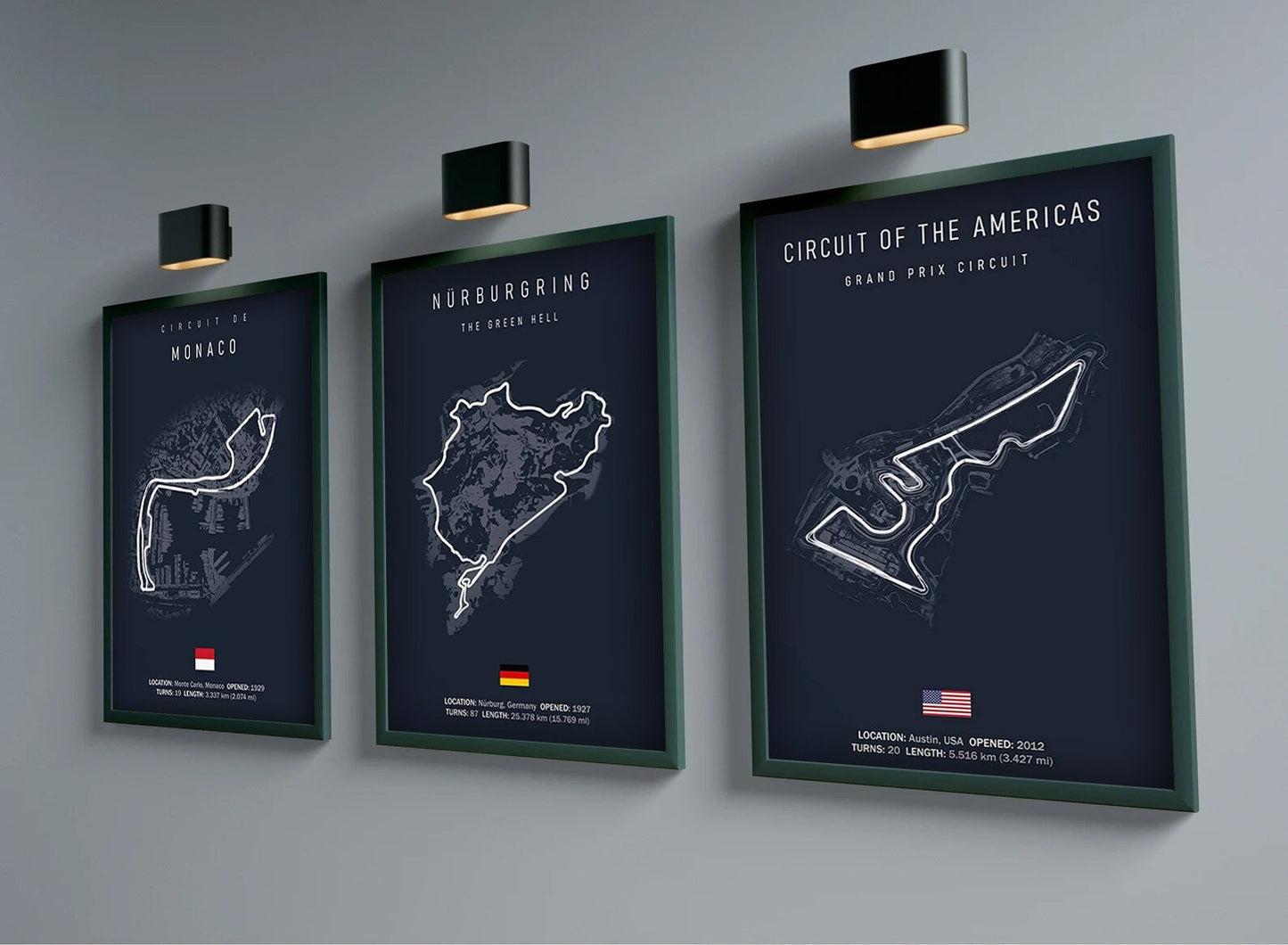 Poster Formel 1 Kalender 2024 Strecken Großer Preis von Monaco Monza Nürburgring Imola als Deko Print ohne Rahmen