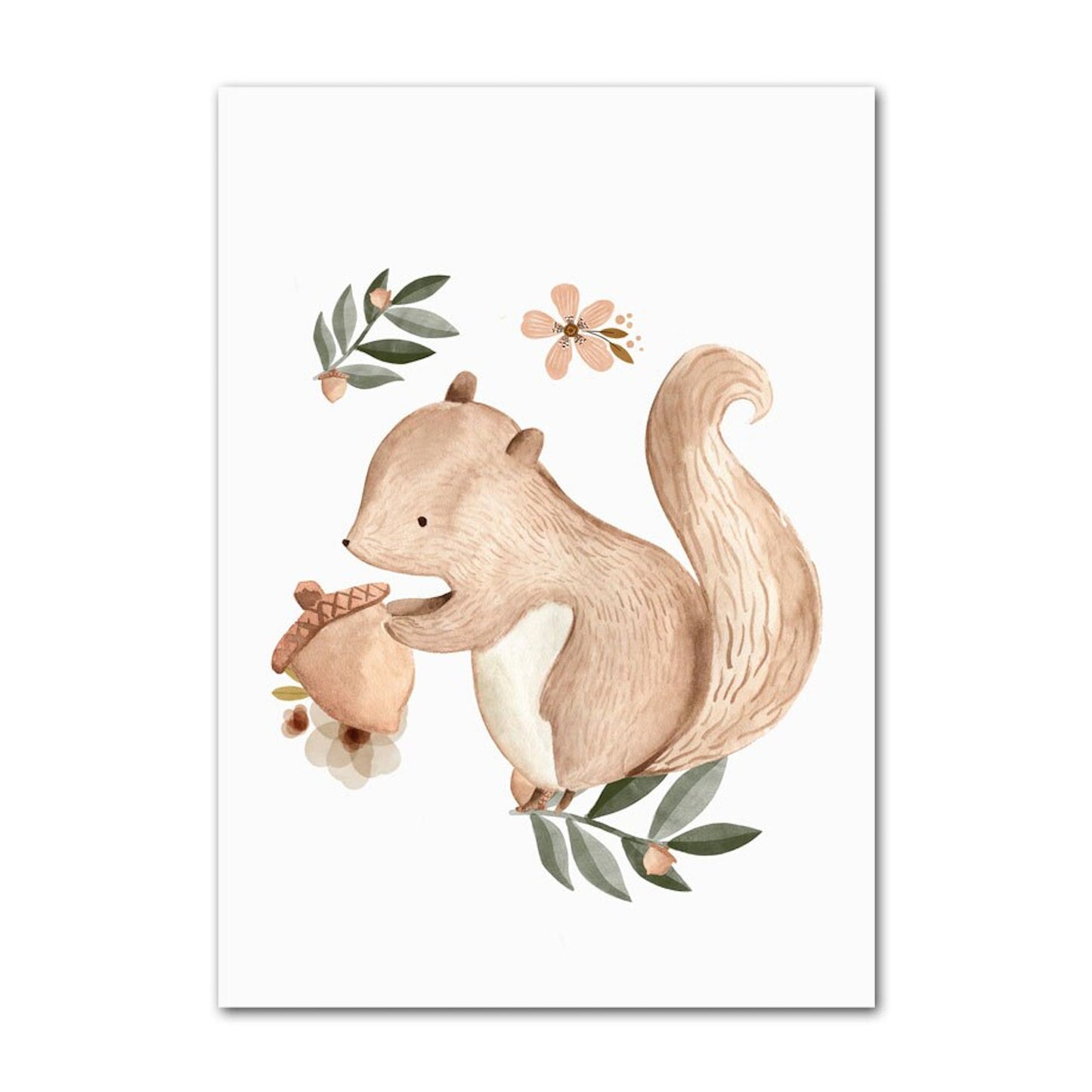 Poster Kinder Tiere Regenbogen Sternschnuppe Eichhörnchen Fuchs Igel Bär und Hase   als Deko Print ohne Rahmen
