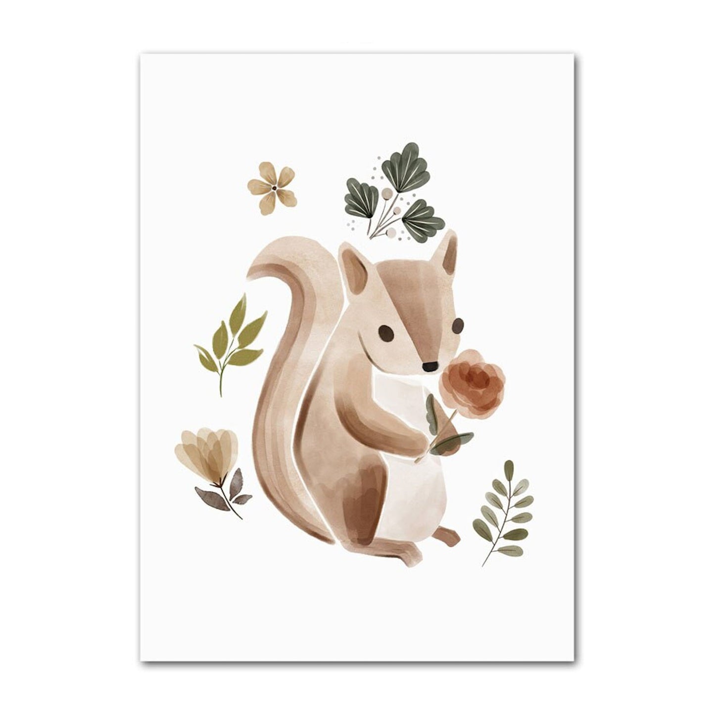 Poster Kinder Tiere Reh Eichhörnchen Fuchs Faultier und Schmetterlinge im Boho Stil als Deko Print ohne Rahmen