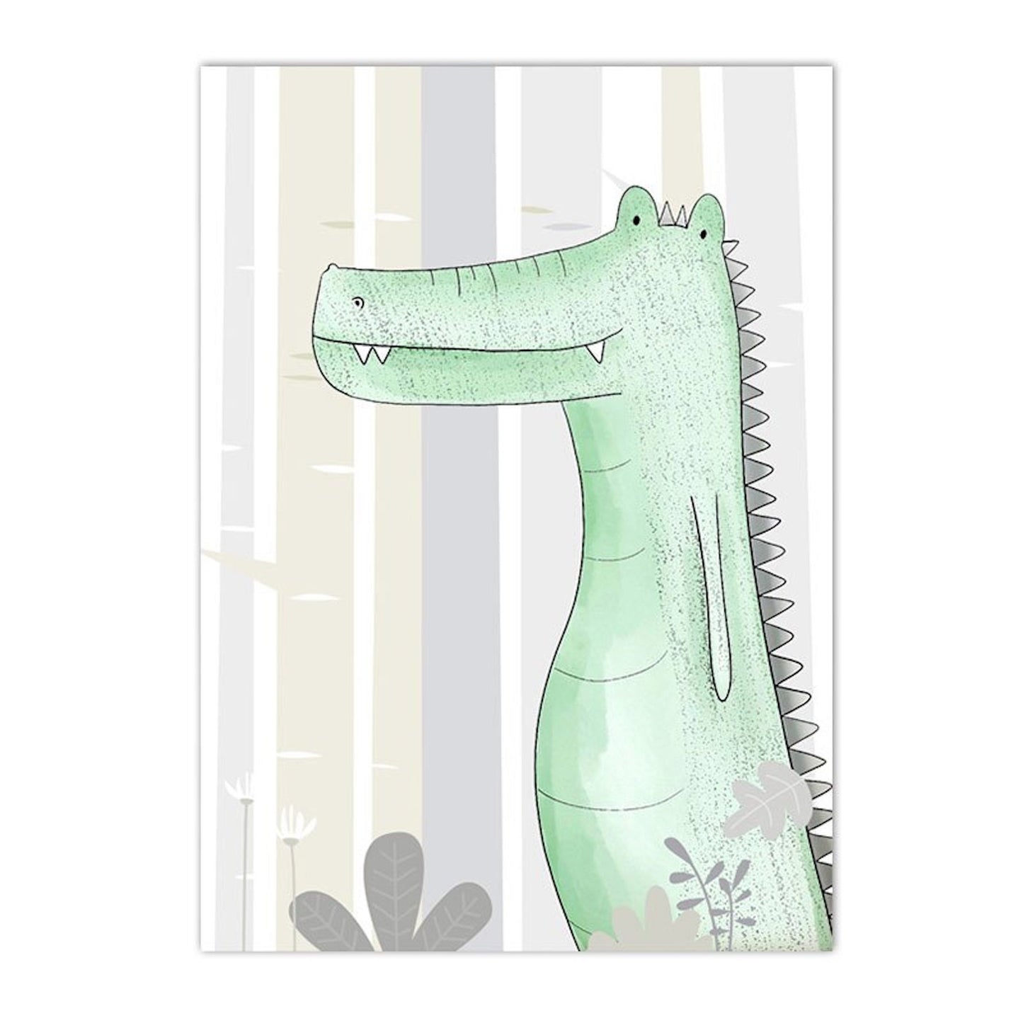 Poster Kinderzimmer Dinosaurier und Tiere Bilder Fuchs Reh T-Rex und Triceratops als Deko Print ohne Rahmen