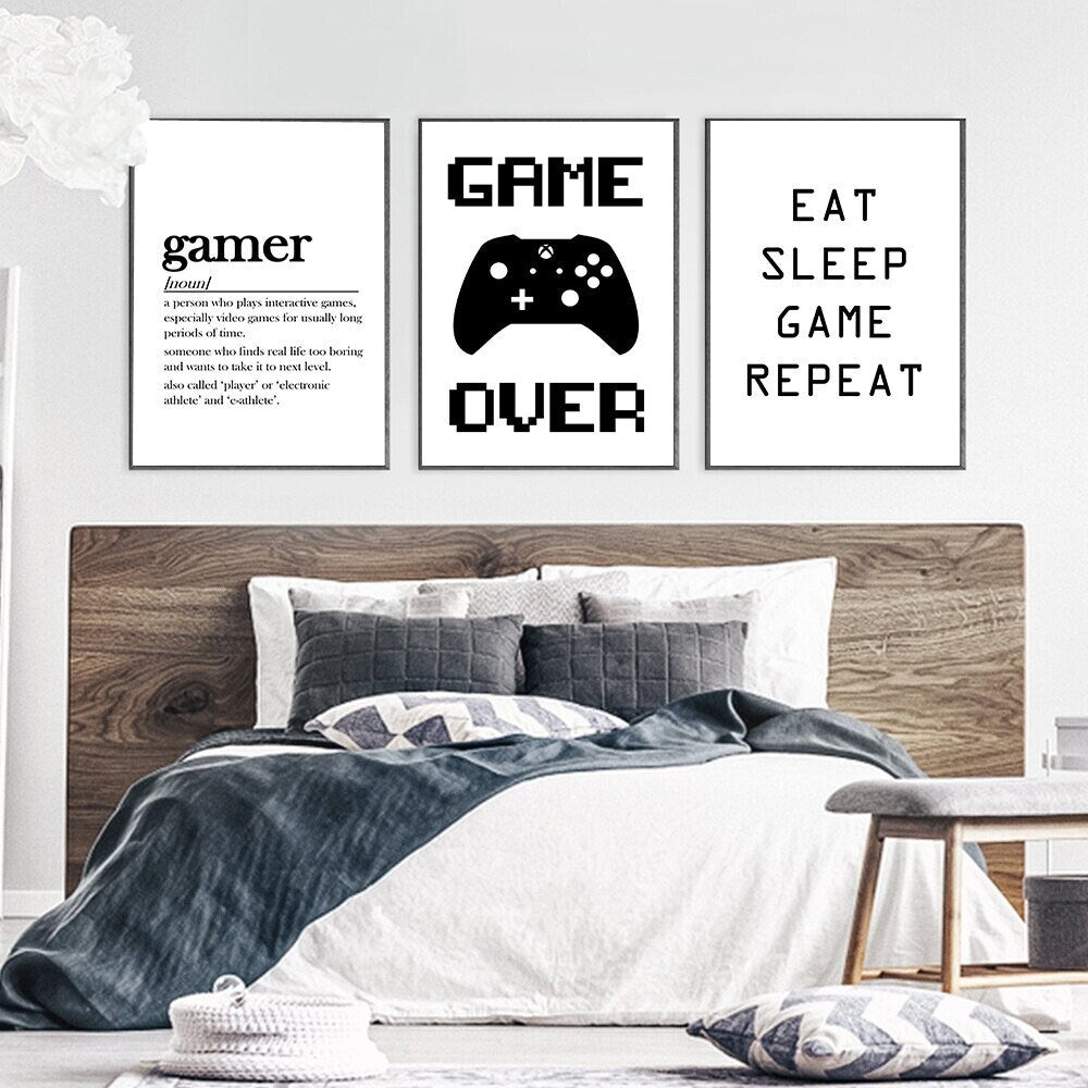 Poster Gamer Zitate Sprüche mit Gamepad als Deko Print ohne Rahmen