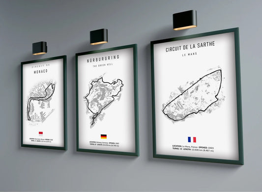 Poster Formel 1 Kalender 2024 Strecken Großer Preis von Monaco Nurburgring als Deko Print ohne Rahmen