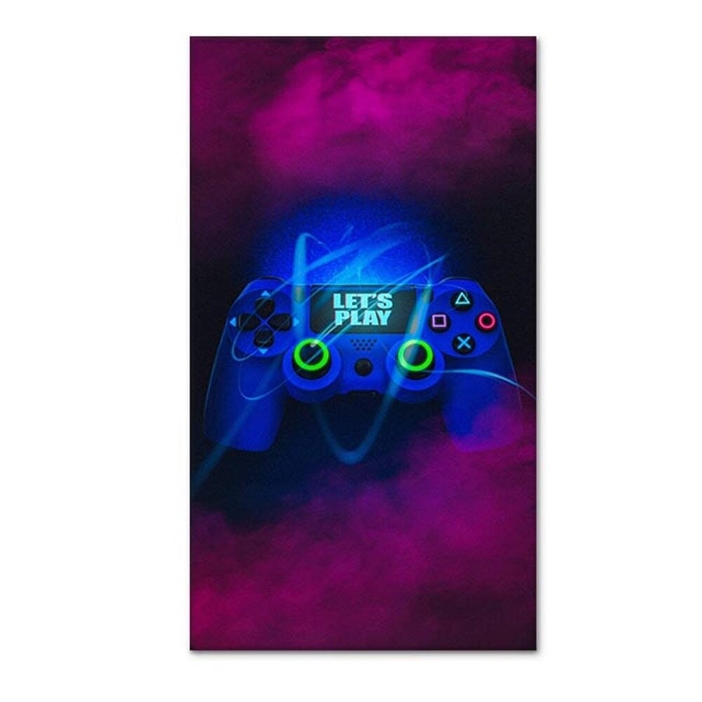 Poster Gamer Neonfarben mit Playstation Controller Gamepad als stylischer Deko Print ohne Rahmen