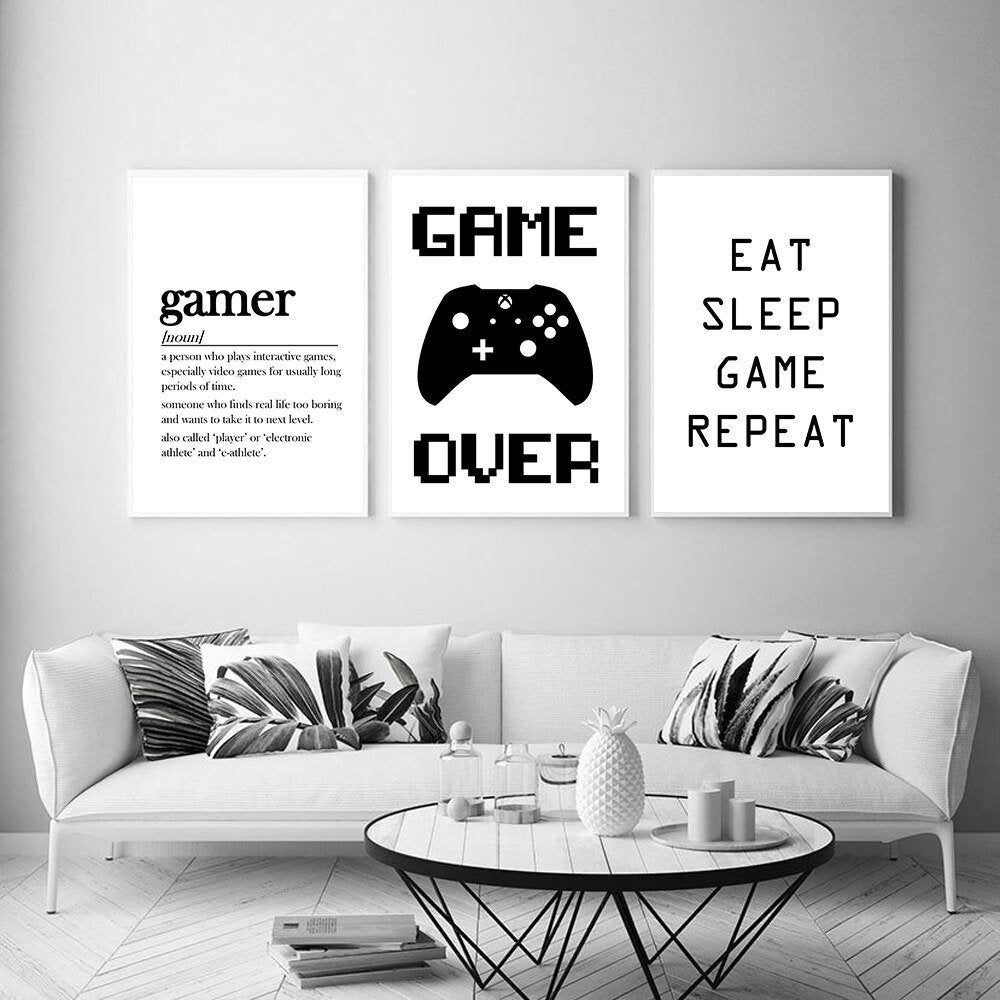 Poster Gamer Zitate Sprüche mit Gamepad als Deko Print ohne Rahmen