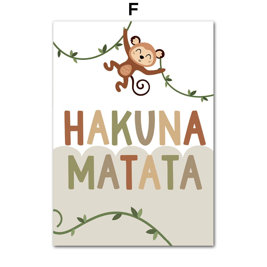 Poster Safari Hakuna Matata Löwe Personalisierter Name als Deko Print ohne Rahmen