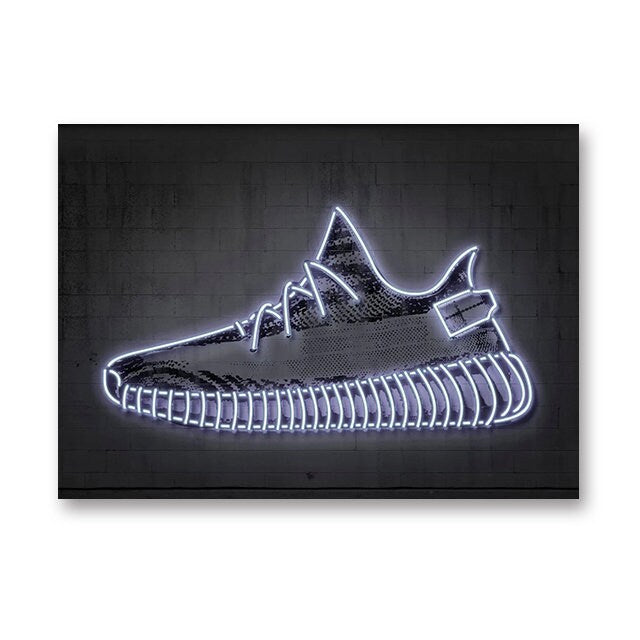 Poster Sneaker Basketballschuhe Neon leuchtend als Deko Print ohne Rahmen