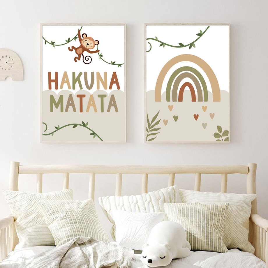 Poster Safari Hakuna Matata Löwe Personalisierter Name als Deko Print ohne Rahmen