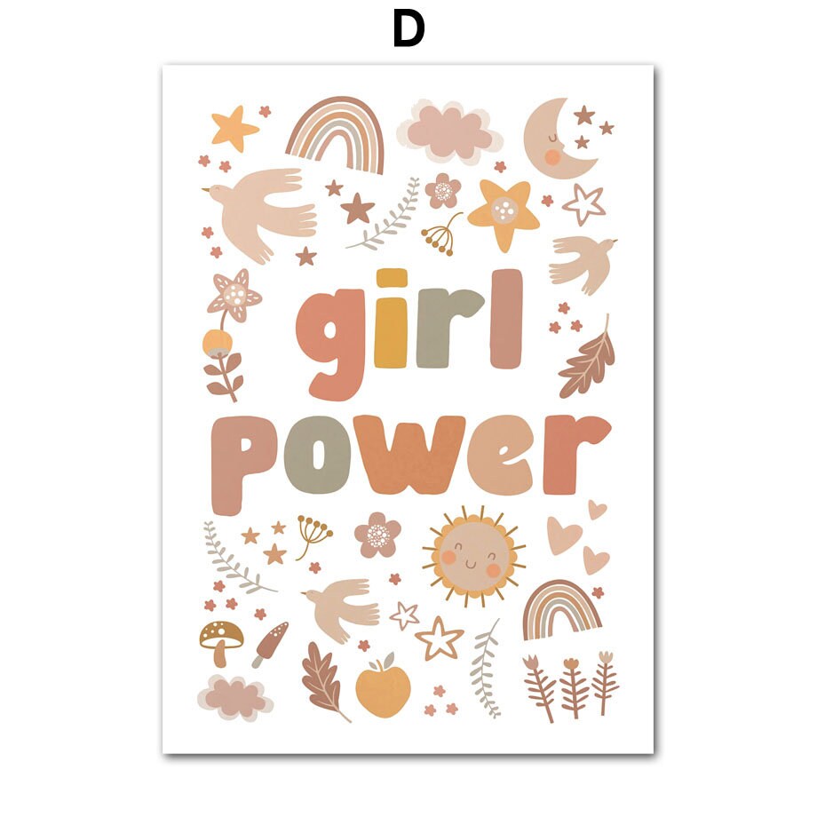 Poster Mädchen Power Sonne und Sterne als Deko Print ohne Rahmen