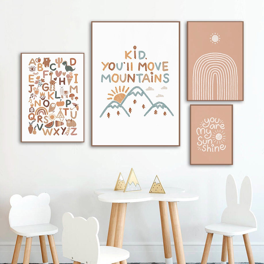 Poster Alpaka I You are my Sunshine I Alphabet I Regenbogen als Deko Print ohne Rahmen