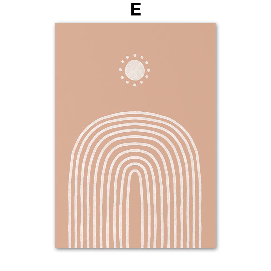Stimmungsvolles Poster von justgoodmood mit einem minimalistischen Regenbogen-Design und Sonne, perfekt für fröhliche Wandgestaltung.