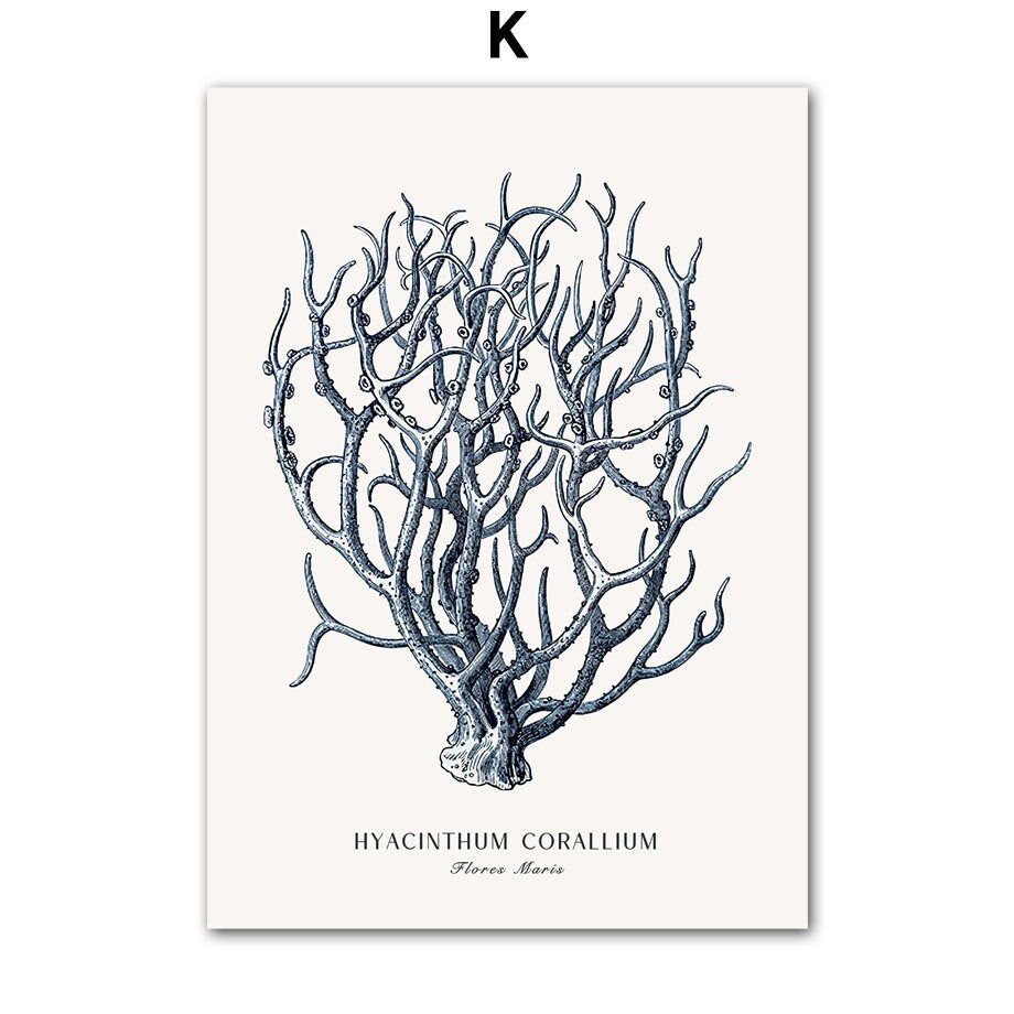 Eine wunderschöne Abbildung eines Korallenstrauchs aus dem Poster 'Strand Hütte' von justgoodmood, perfekt als maritimer Deko Print für Ihr Zuhause.