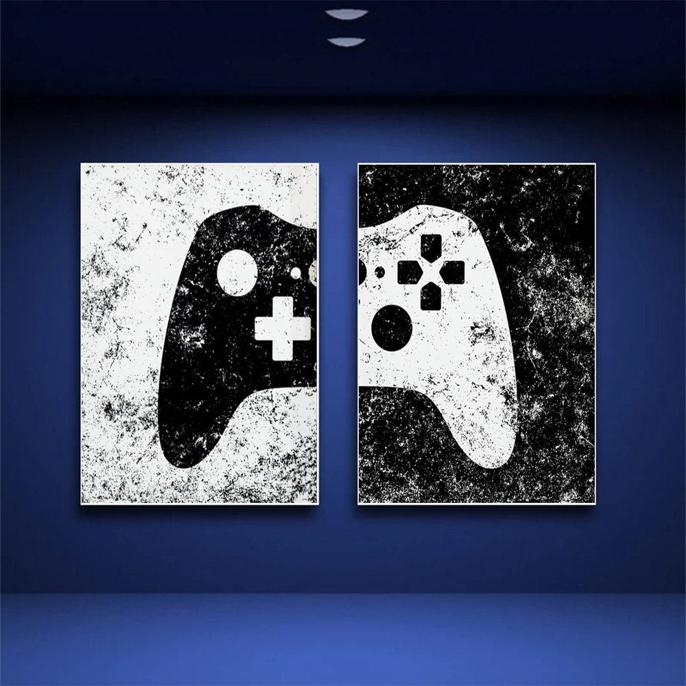 Poster Gamer Playstation Controller Schwarz Weiß I Deko Print ohne Rahmen