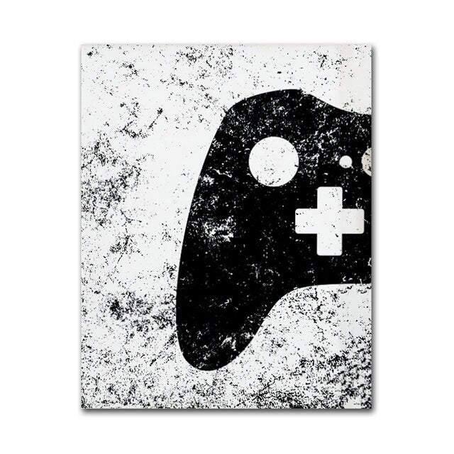 Poster Gamer Playstation Controller Schwarz Weiß I Deko Print ohne Rahmen