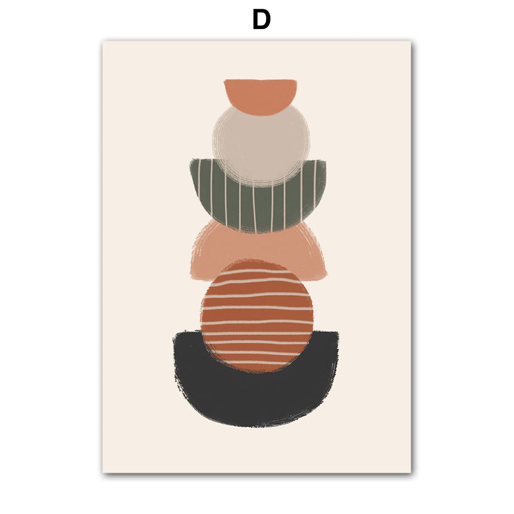 Kunstdruck D von justgoodmood, Bestandteil des Posters "Boho Abstrakt Boho I Berge Sonne". Kreative Anordnung von bunten, abstrakten Formen auf hellem Hintergrund, ideal für einen modernen, fröhlichen Wohnraum.