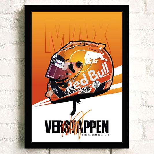 Poster Formel 1 Helm Rennfahrer Name Unterschrift I Deko Print ohne Rahmen