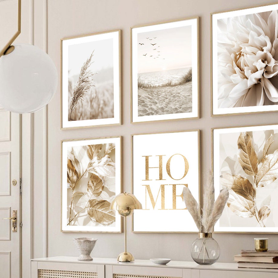 poster meer pampasgras beige gold i wandbilder wohnzimmer & schlafzimm