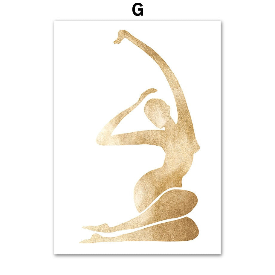 Kreatives Poster einer goldenen Figur von justgoodmood, ideal für moderne Wohnräume und eine künstlerische Akzentsetzung.
