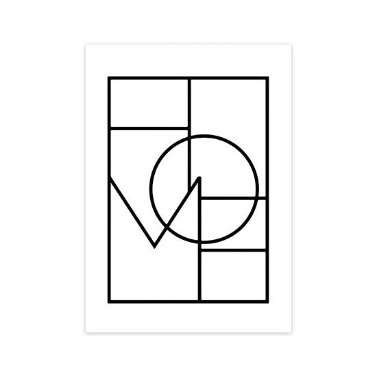 Modernes geometrisches Poster in Schwarz-Weiß - eine trendige Wanddekoration von justgoodmood für Ihr Zuhause.