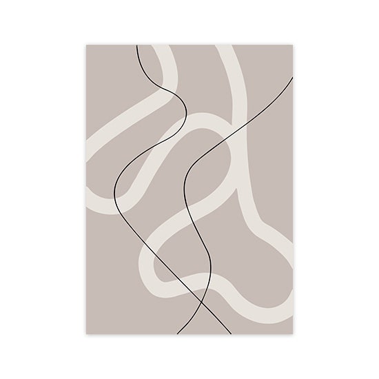 Stylisches abstraktes Poster in sanften Schwarz-Beige-Tönen von justgoodmood, ideal für einzigartige Raumakzente im Wohn- und Schlafzimmer.