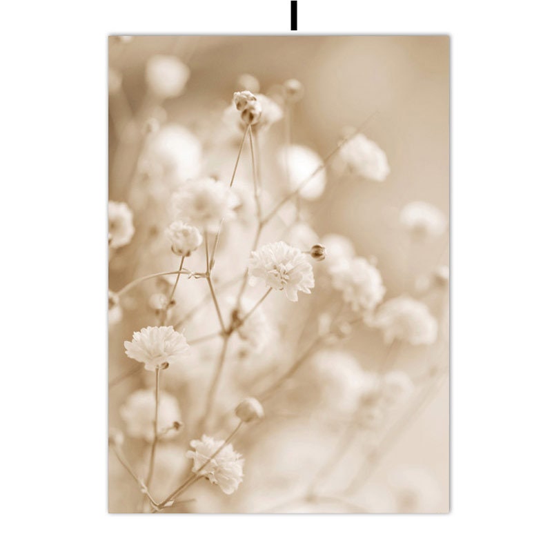 Zarte Blüten in sepia Tönen, ideal für eine romantische Dekoration in jedem Raum. Poster Pampasgras Beige Blätter von justgoodmood.