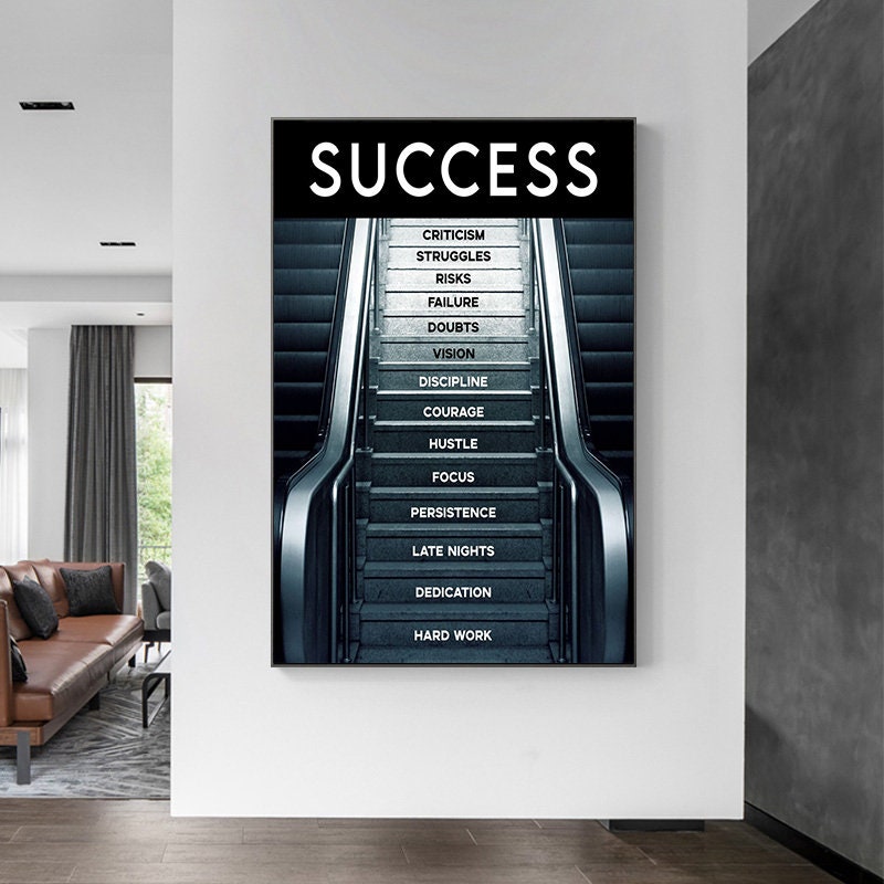 Poster Motivation Erfolg Treppe I Wandbilder Wohnzimmer & Schlafzimmer I Deko Print Bilder I ohne Rahmen