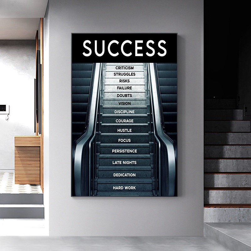 Poster Motivation Erfolg Treppe I Wandbilder Wohnzimmer & Schlafzimmer I Deko Print Bilder I ohne Rahmen