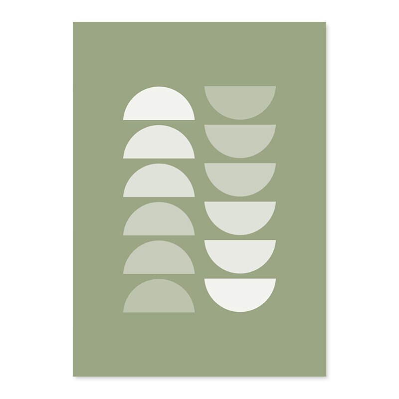 Poster Blätter Boho Geometrische Formen Grün | Bilder Wohnzimmer | Wandbilder Schlafzimmer | Deko Print ohne Rahmen | Bilder Set Kunstdruck