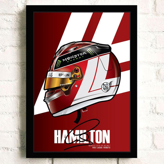 Poster Formel 1 Helm Rennfahrer Name Unterschrift I Deko Print ohne Rahmen