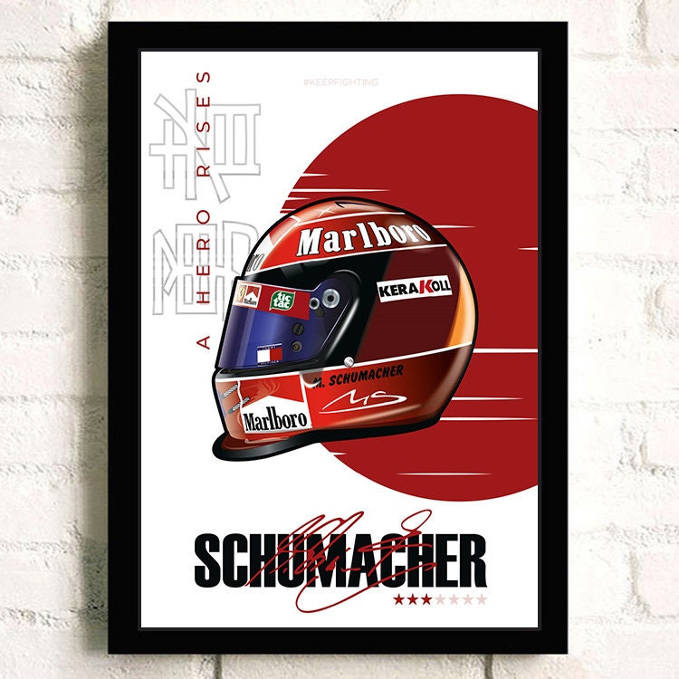Poster Formel 1 Helm Rennfahrer Name Unterschrift I Deko Print ohne Rahmen