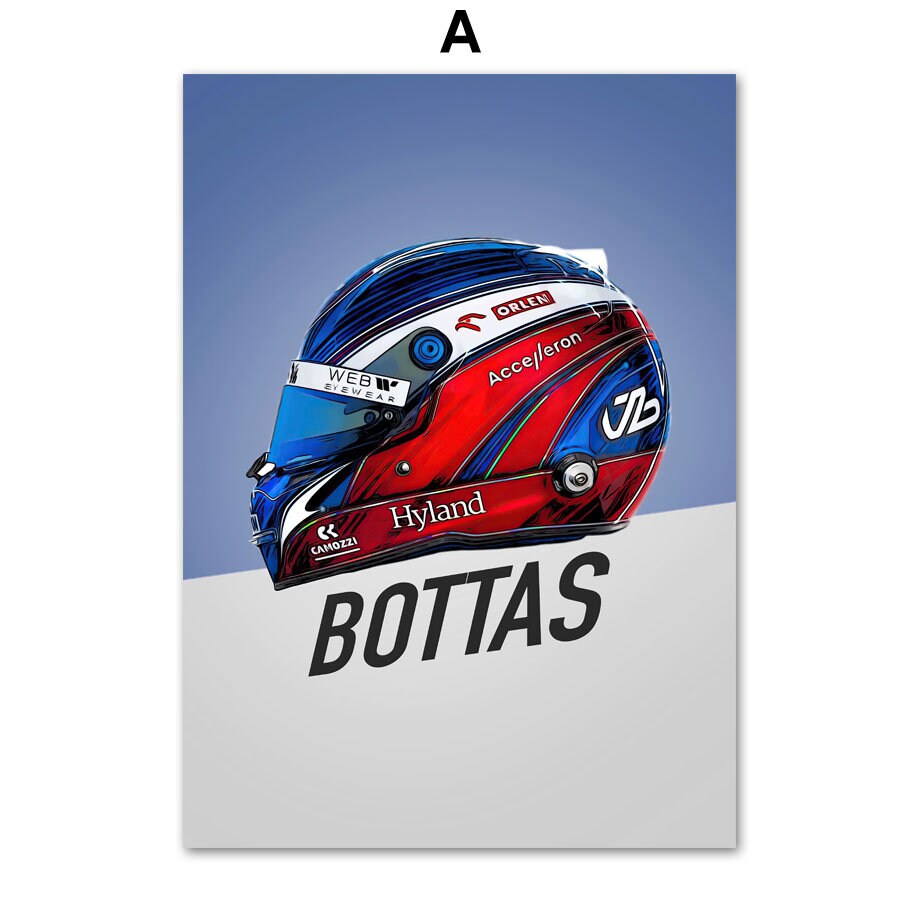 Poster Formel 1 Rennwagen Helm Rennfahrername I Deko Print ohne Rahmen