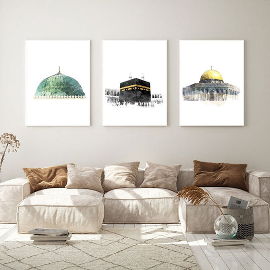 Poster Islam Al Aqsa Mosche Kaaba I Wandbilder Wohnzimmer & Schlafzimmer I Deko Print Bilder I ohne Rahmen