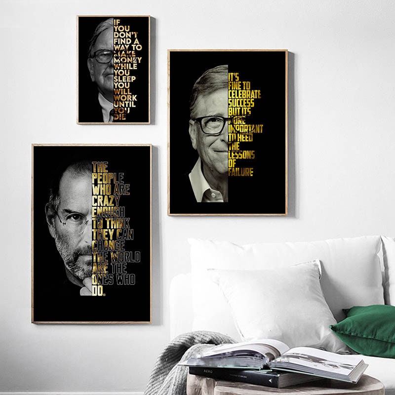 Poster Motivation Zitate Bill Gates Warren Buffet Steve Jobs I  Wand Deko Print  I ohne Rahmen