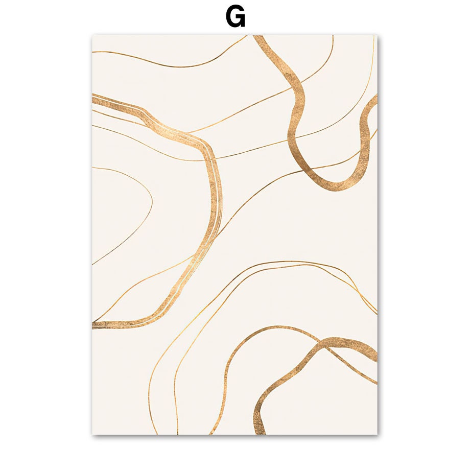 Modernes Poster mit eleganten goldenen Linien von justgoodmood, perfekt als Deko für ein gemütliches Zuhause.