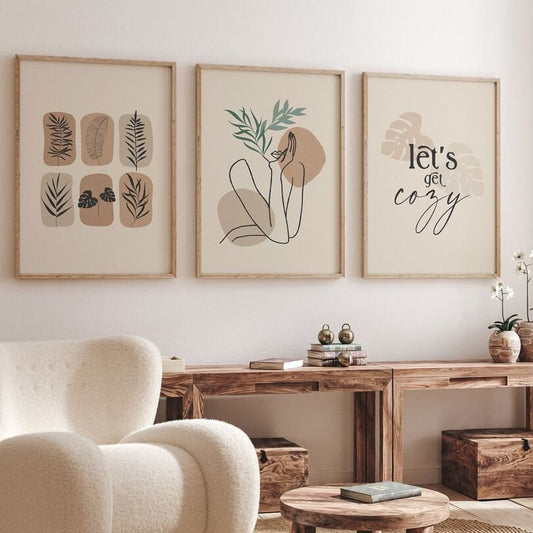 Poster Boho lets go cozy | Bilder Wohnzimmer | Wandbilder Schlafzimmer | Deko Print ohne Rahmen | Bilder Set Kunstdruck