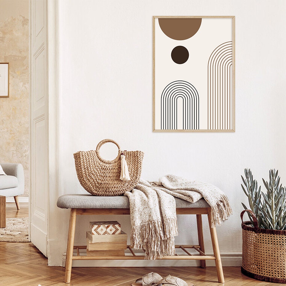 Poster Boho Abtrakt Bogen Linien   | Bilder Wohnzimmer | Wandbilder Schlafzimmer | Deko Print ohne Rahmen | Bilder Set Kunstdruck