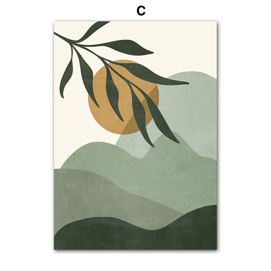 Poster Boho Abstrakt Pflanzen Blätter Botanik I Bilder Wohnzimmer | Wandbilder Schlafzimmer | Deko Print ohne Rahmen | Bilder Set Kunstdruck