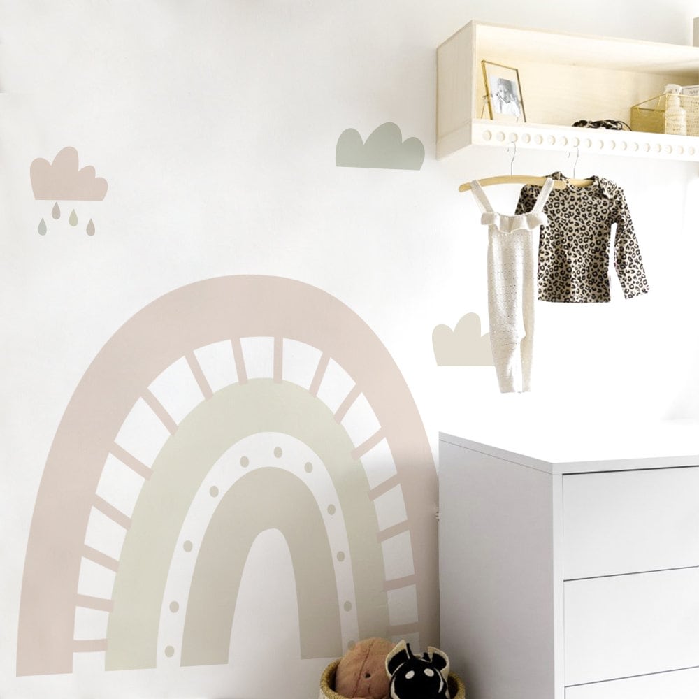 Sticker Kinderzimmer Wandaufkleber Boho Stil Regenbogen Wolken I Wand Deko I Wandtattoos I Babyzimmer Wand Deko I Sticker Set