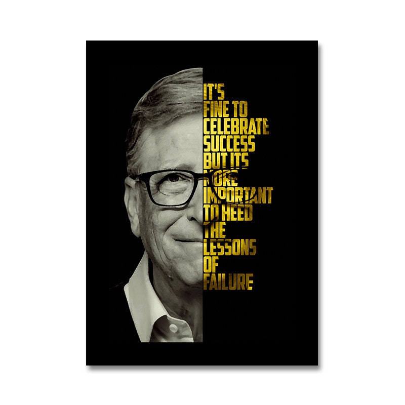 Wanddeko Poster mit Bill Gates und dem Zitat über Erfolg und Misserfolg, perfektes Geschenk für inspirierende Momente, von JustGoodMood.