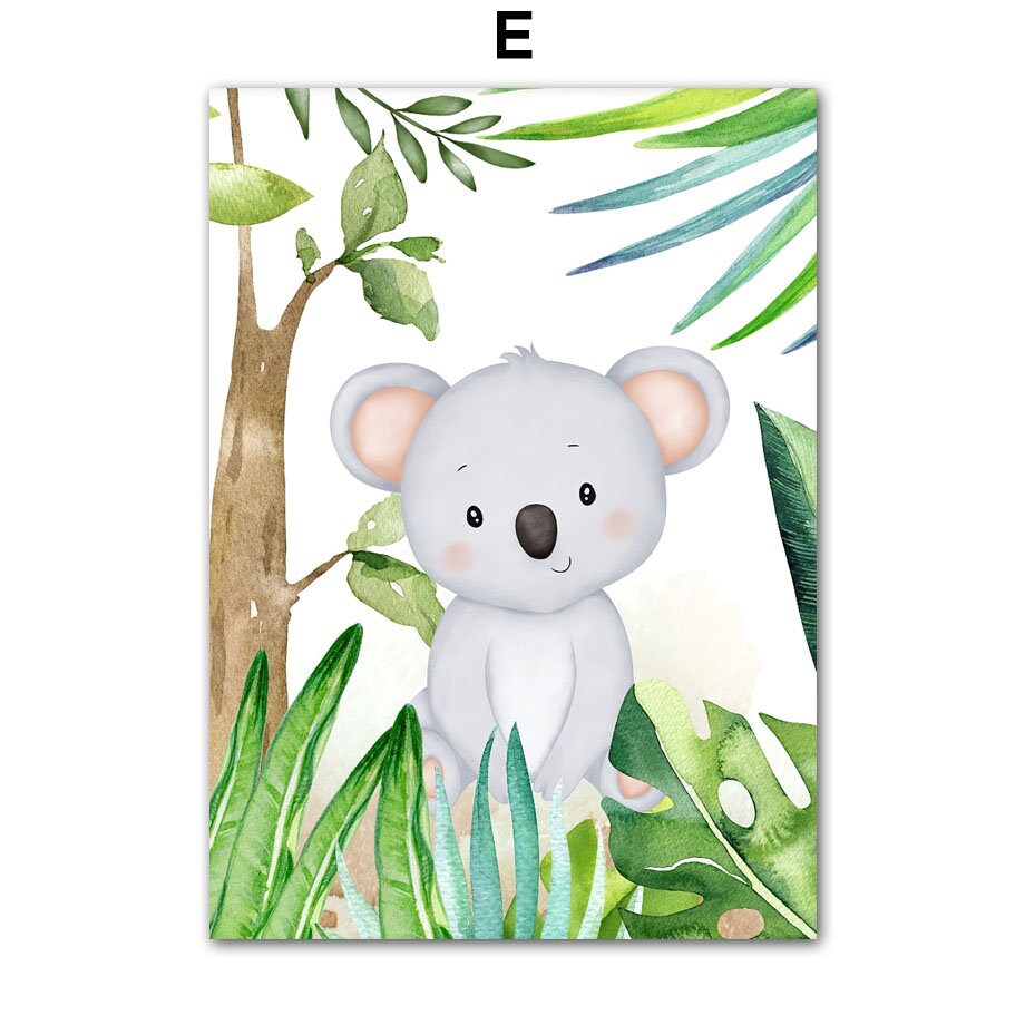 Poster Kinderzimmer Jungle Tiere Bäume I Kinderzimmer Bilder I Wand Deko I Kunst Druck I Deko Print I ohne Rahmen