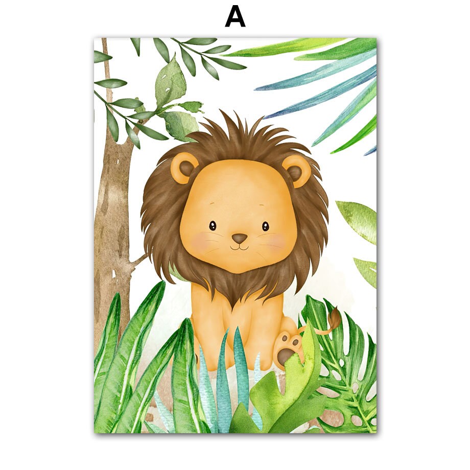 Poster Kinderzimmer Jungle Tiere Bäume I Kinderzimmer Bilder I Wand Deko I Kunst Druck I Deko Print I ohne Rahmen