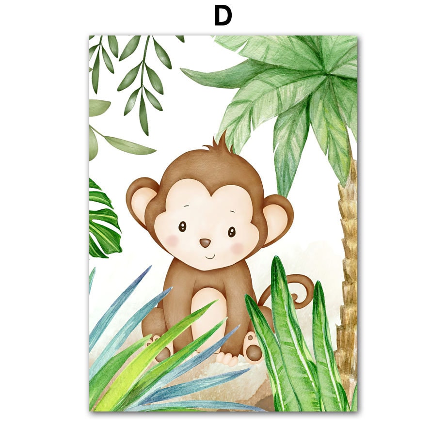 Poster Kinderzimmer Jungle Tiere Bäume I Kinderzimmer Bilder I Wand Deko I Kunst Druck I Deko Print I ohne Rahmen