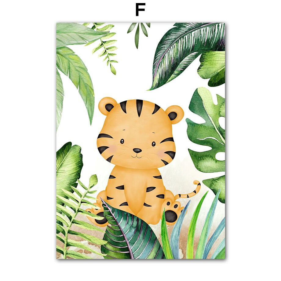 Poster Kinderzimmer Jungle Tiere Bäume I Kinderzimmer Bilder I Wand Deko I Kunst Druck I Deko Print I ohne Rahmen