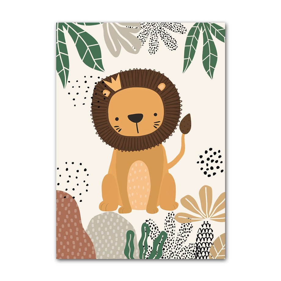 Charmantes Löwen Poster für das Kinderzimmer von justgoodmood - Dschungel Tiere und inspirierende Wandgestaltung.