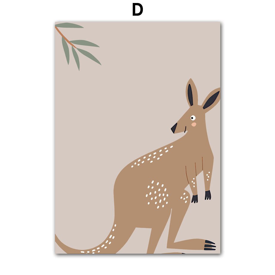 Poster Kinderzimmer Tiere Australien Kangaroo Koala Bär I Kinderzimmer Bilder I Wand Deko I Kunst Druck I Deko Print I ohne Rahmen
