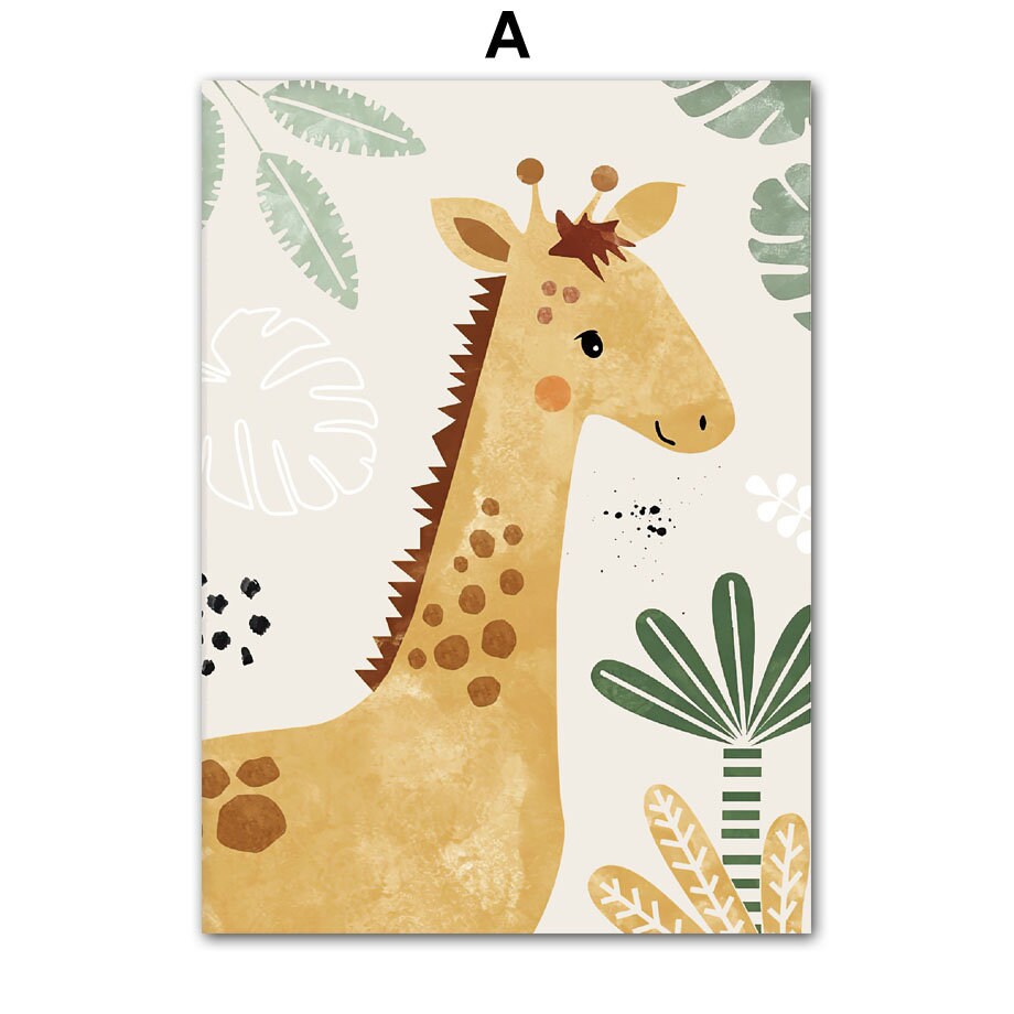 Poster Kinderzimmer Tiere Dschungel I Name Personalisiert I  Kinderzimmer Bilder I Wand Deko I Kunst Druck I Deko Print I ohne Rahmen