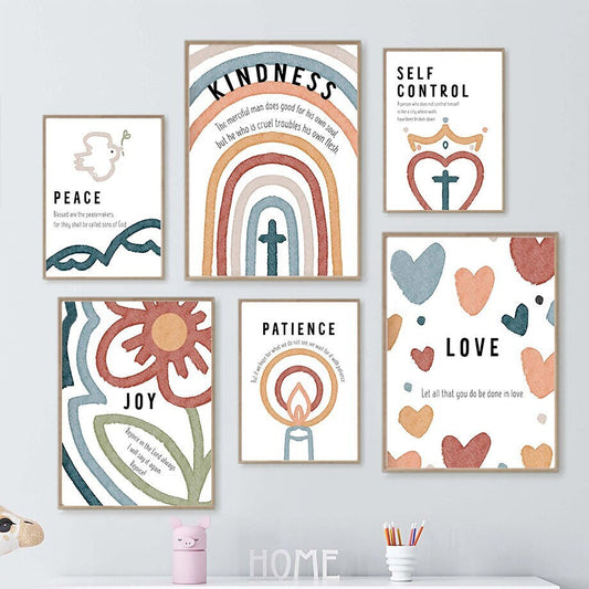 Poster Kinderzimmer Regenbogen Frieden Blume Herz Kerze I Kinderzimmer Bilder I Wand Deko I Kunst Druck I Deko Print I ohne Rahmen