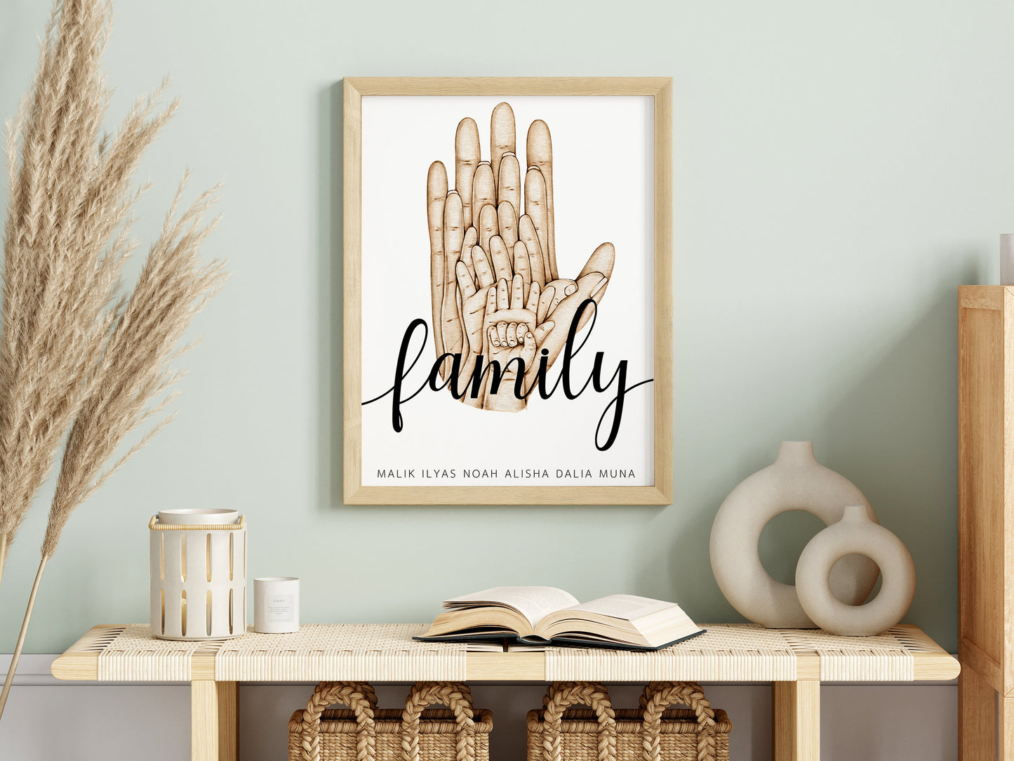 Poster Familie Personalisiert mit Händen I Familiengeschenk I Wohnzimmer & Schlafzimmer Bilder I Wand Deko I Kunstdruck I  ohne Rahmen