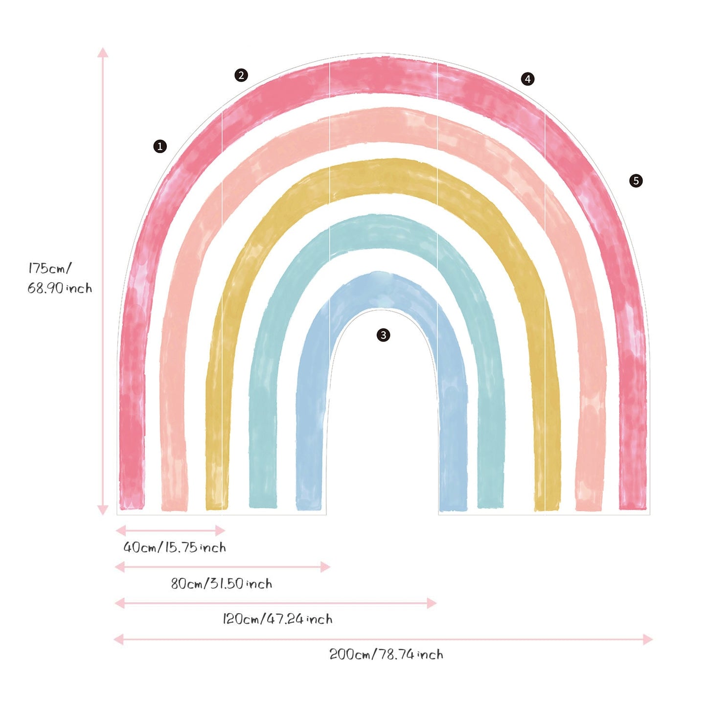 Sticker Kinderzimmer Wandaufkleber Regenbogen Bunte Farben I Wand Deko I Wandtattoos I Babyzimmer Wand Deko I Wandbild Tapete I Wasserdicht